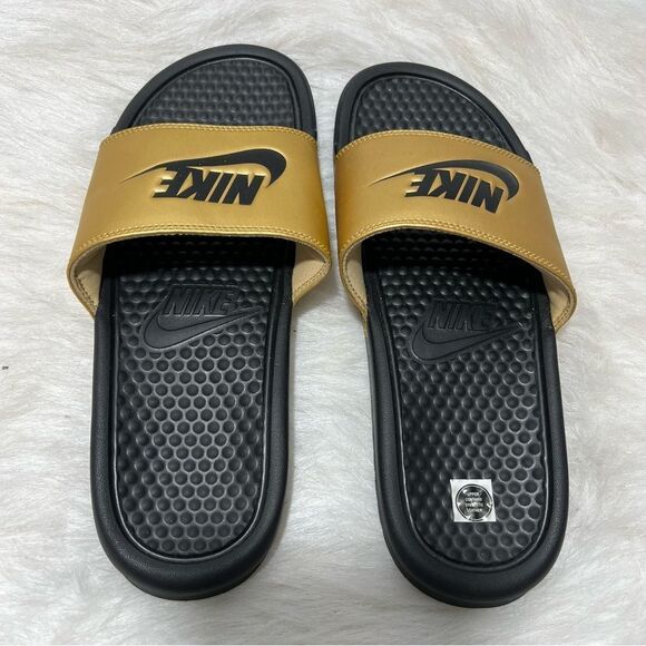 Nike Women's Benassi Gold/Metallic Slide‎ Sandal -- 9 - Picture 8 of 12